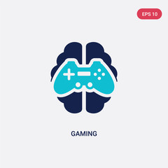 two color gaming vector icon from artificial intelligence concept. isolated blue gaming vector sign symbol can be use for web, mobile and logo. eps 10