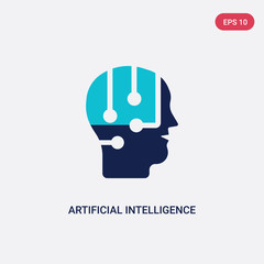 two color artificial intelligence vector icon from  concept. isolated blue artificial intelligence vector sign symbol can be use for web, mobile and logo. eps 10