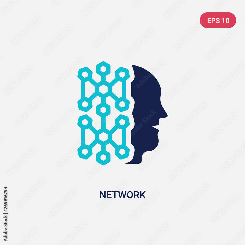 Poster two color network vector icon from artificial intelligence concept. isolated blue network vector sig