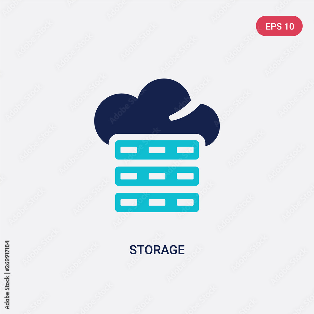 Wall mural two color storage vector icon from big data concept. isolated blue storage vector sign symbol can be