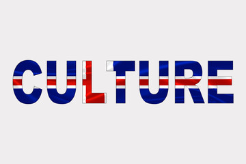 Culture word over Iceland Flag. Cultural Diversity concept.