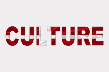 Culture word over Danish Flag. Cultural Diversity concept.
