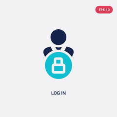 two color log in vector icon from big data concept. isolated blue log in vector sign symbol can be use for web, mobile and logo. eps 10