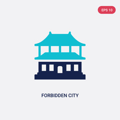 Fototapeta premium two color forbidden city vector icon from asian concept. isolated blue forbidden city vector sign symbol can be use for web, mobile and logo. eps 10