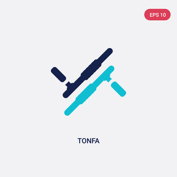 two color tonfa vector icon from asian concept. isolated blue tonfa vector sign symbol can be use for web, mobile and logo. eps 10