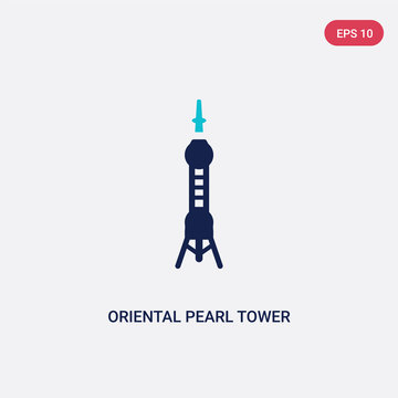 two color oriental pearl tower vector icon from asian concept. isolated blue oriental pearl tower vector sign symbol can be use for web, mobile and logo. eps 10