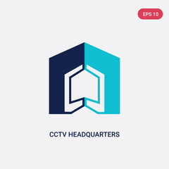 two color cctv headquarters vector icon from asian concept. isolated blue cctv headquarters vector sign symbol can be use for web, mobile and logo. eps 10