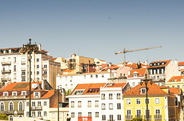 Fototapeta na wymiar Beautiful view to Lisbon downtown architecture with red roofs