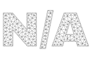 Mesh vector N/A text. Abstract lines and spheric points form N/A black carcass symbols. Linear carcass flat triangular mesh in vector EPS format.