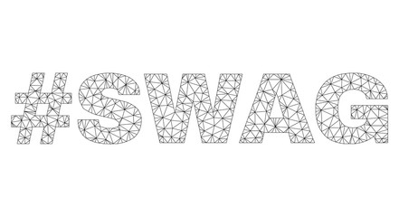 Mesh vector #SWAG text. Abstract lines and small circles form #SWAG black carcass symbols. Wire frame flat triangular mesh in eps vector format.