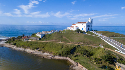 Beautiful aerial view of church and beach