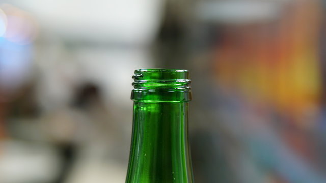 A neck of green bottle for beer isolated