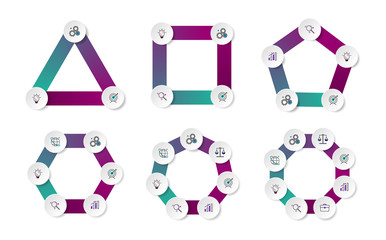 Vector infographic design template. Business concept with 3, 4, 5, 6, 7, 8 options, parts, steps or processes. Can be used for workflow layout, diagram, number options, web design. Data visualization