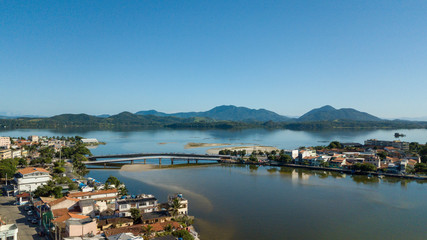 aerial view of the beach and city of saquarema