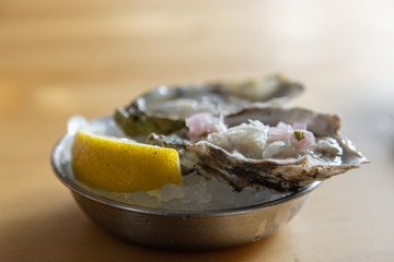Two Oysters close with lemon