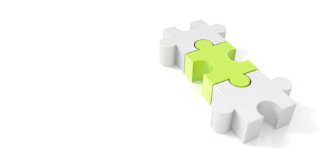 Jigsaw puzzle connection, teamwork and partnership concepts; original 3d rendering