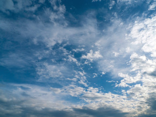 Clouds in the blue sky at sunset