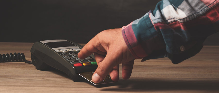 Debit card swiping on card reader device