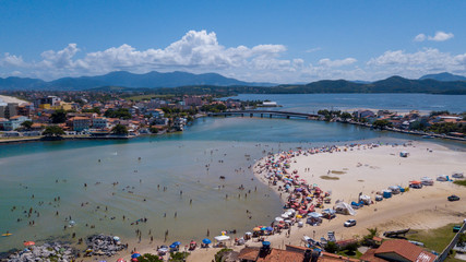 aerial view of the beach and city of saquarema