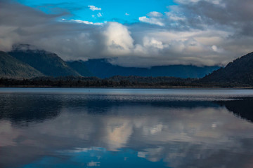 cloudy mountain lake 