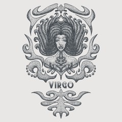 virgo zodiac vintage vector illustration