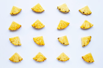 Pineapple slices on white.