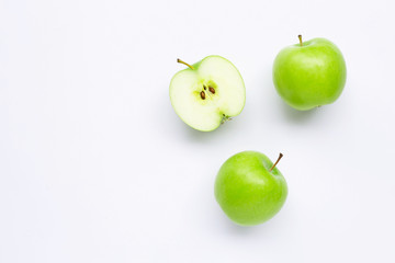 Green apples on white