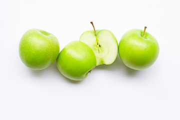 Green apples on white