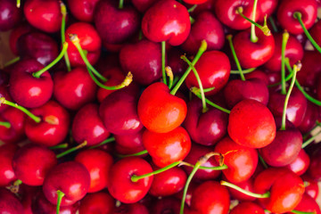 fresh cherries on black background