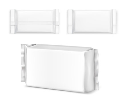 Blank flow pack isolated on white background. Vector illustration. Pack can be used in the adv, promo, packadge, etc.	