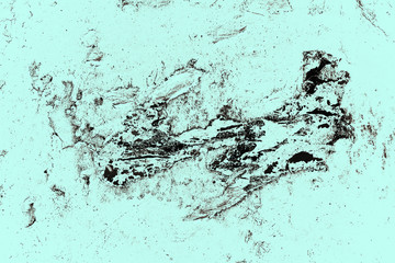 Vintage cyan background. Rough painted wall of hazel color. Imperfect plane of brown colored. Uneven old decorative toned backdrop of blue tint. Texture of azure hue. Ornamental stony surface.