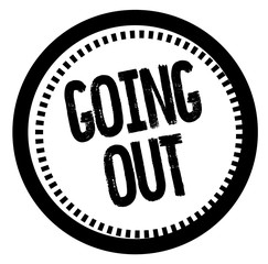 GOING OUT stamp on white