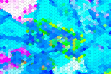 Abstract background mosaic in blue tones.