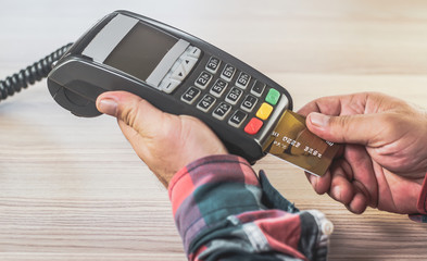 Debit card swiping on card reader device