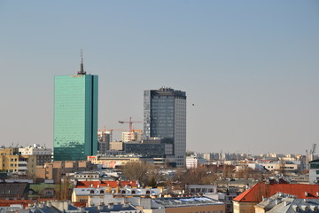 Warsaw, Poland. Cityscape, aerial view from the bell tower of the St.Anne church