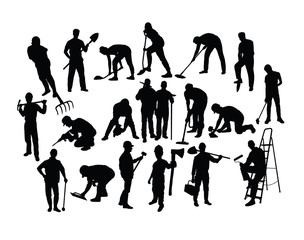  Various Types of Silhouettes for Working People, art vector design