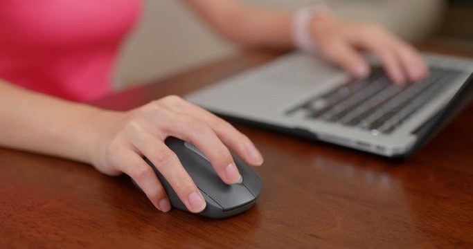 Woman work on computer at home