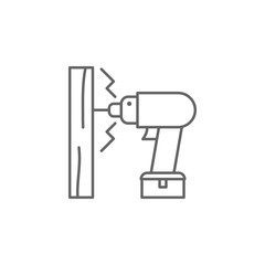Carpentry, drill line vector icon