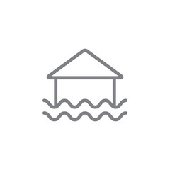 Flood, home, sea line vector icon. Element of pollution icon