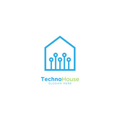 Technology Home Line Outline Monoline Logo Design Vector