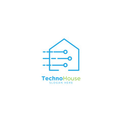 Technology Home Line Outline Monoline Logo Design Vector