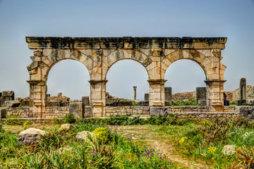 Sights around the Roman ruins of Volubulis in Morocco