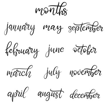 Handwritten name of month for calendar