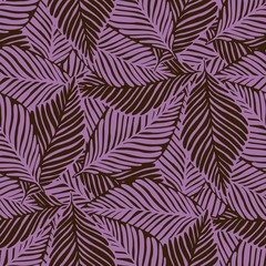 Abstract tropical pattern, palm leaves seamless floral background.