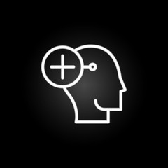 thinking, head, plus, think neon icon. Elements of positive thinking set. Simple icon for websites, web design, mobile app, info graphics