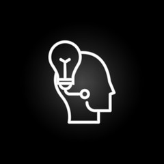 thinking, head, creative, bulb neon icon. Elements of positive thinking set. Simple icon for websites, web design, mobile app, info graphics