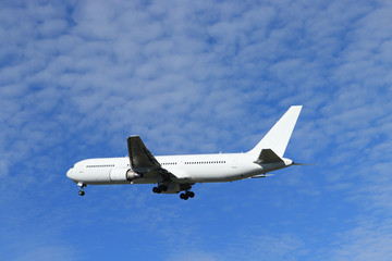 White airplane after take off