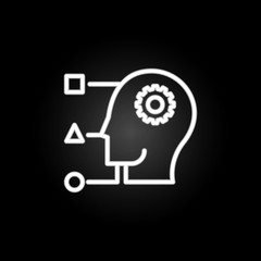 thinking, head, gear, shapes neon icon. Elements of positive thinking set. Simple icon for websites, web design, mobile app, info graphics