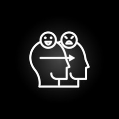 thinking, heads, arrow, smiles, emotion neon icon. Elements of positive thinking set. Simple icon for websites, web design, mobile app, info graphics