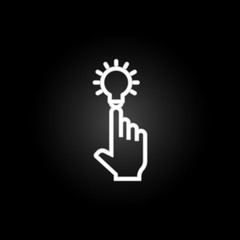 bulb, hand, idea, creative neon icon. Elements of positive thinking set. Simple icon for websites, web design, mobile app, info graphics